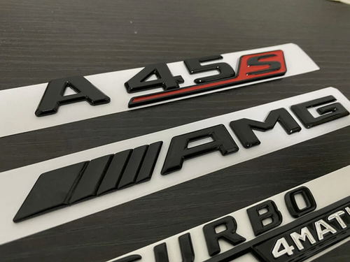 Gloss black A45S amg Turbo 4matic+ star trunk emblem badge W177 series 2019-2026 hatch