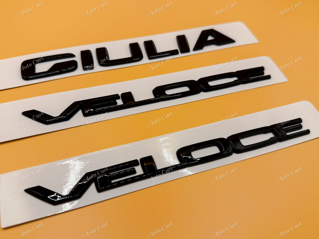 Gloss black GIULIA VELOCE rear and fender badge emblem for Alfa Romeo giulia