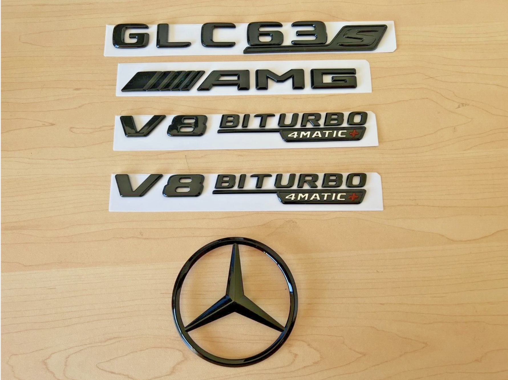 Gloss Black GLC63S AMG V8 BITURBO 4MATIC+ Star Trunk Emblem Badge X253 2015-2022
