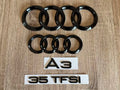 Gloss Black Audi A3 35 TFSI Ring Emblem Badge Set (2013-2020 Sedan)