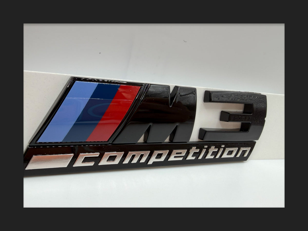 Gloss black M3 competition rear trunk logo emblem badge for BMW 3 Series M3