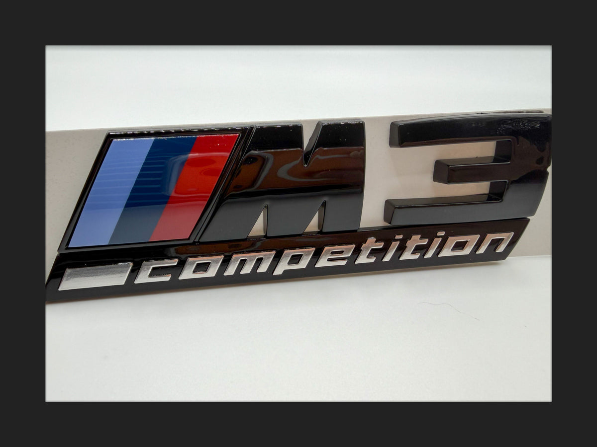 Gloss black M3 competition rear trunk logo emblem badge for BMW 3 Series M3