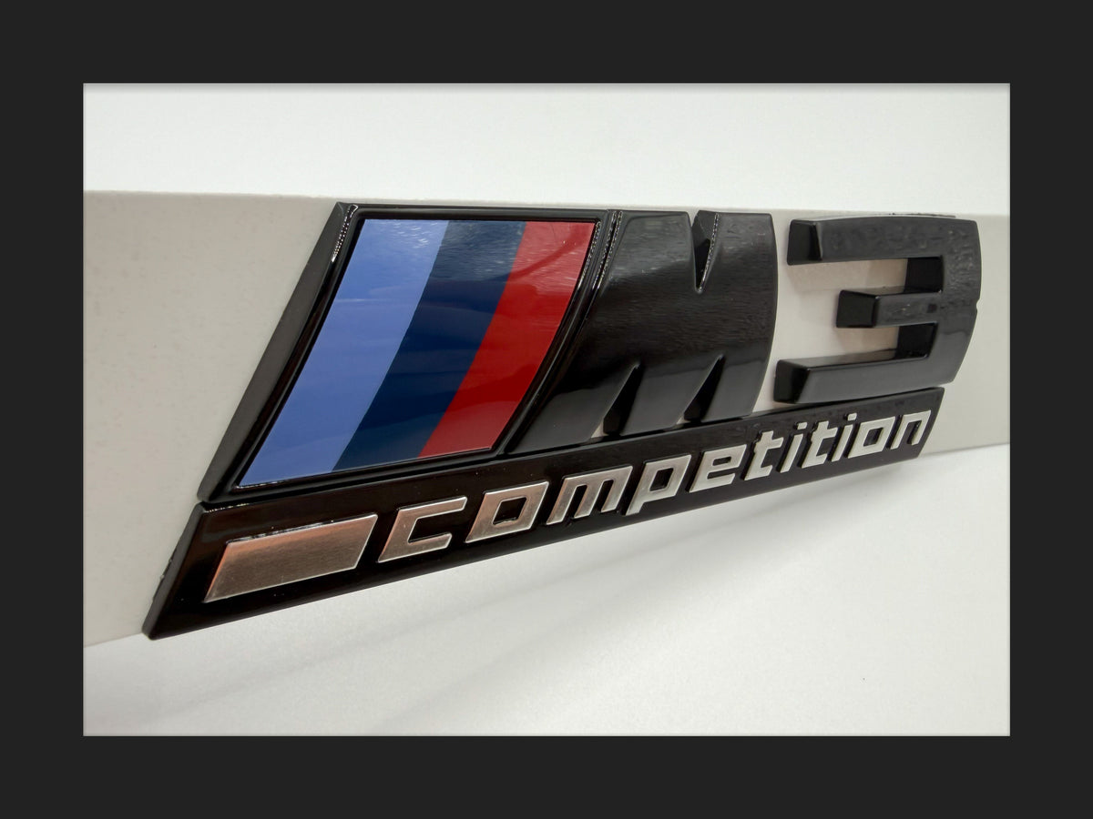 Gloss black M3 competition rear trunk logo emblem badge for BMW 3 Series M3
