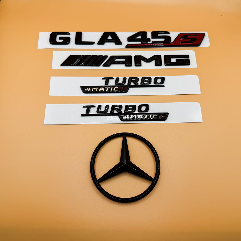 Gloss black GLA45S amg Turbo 4matic+ star trunk emblem badge H247 series 2020-2026