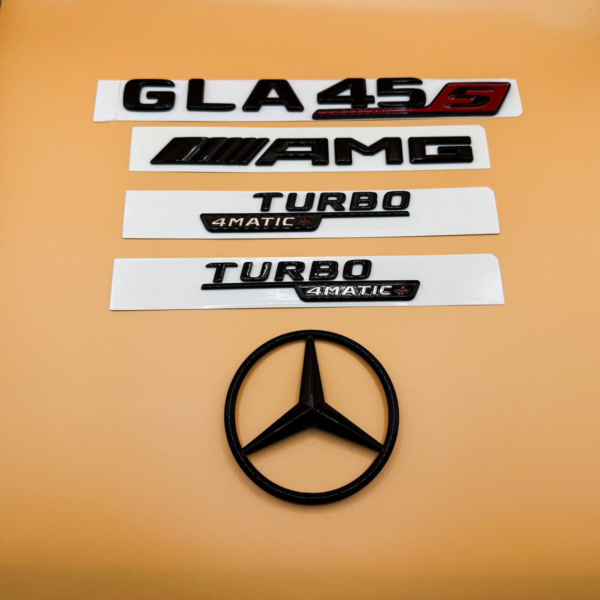 Gloss black GLA45S amg Turbo 4matic+ star trunk emblem badge H247 series 2020-2026