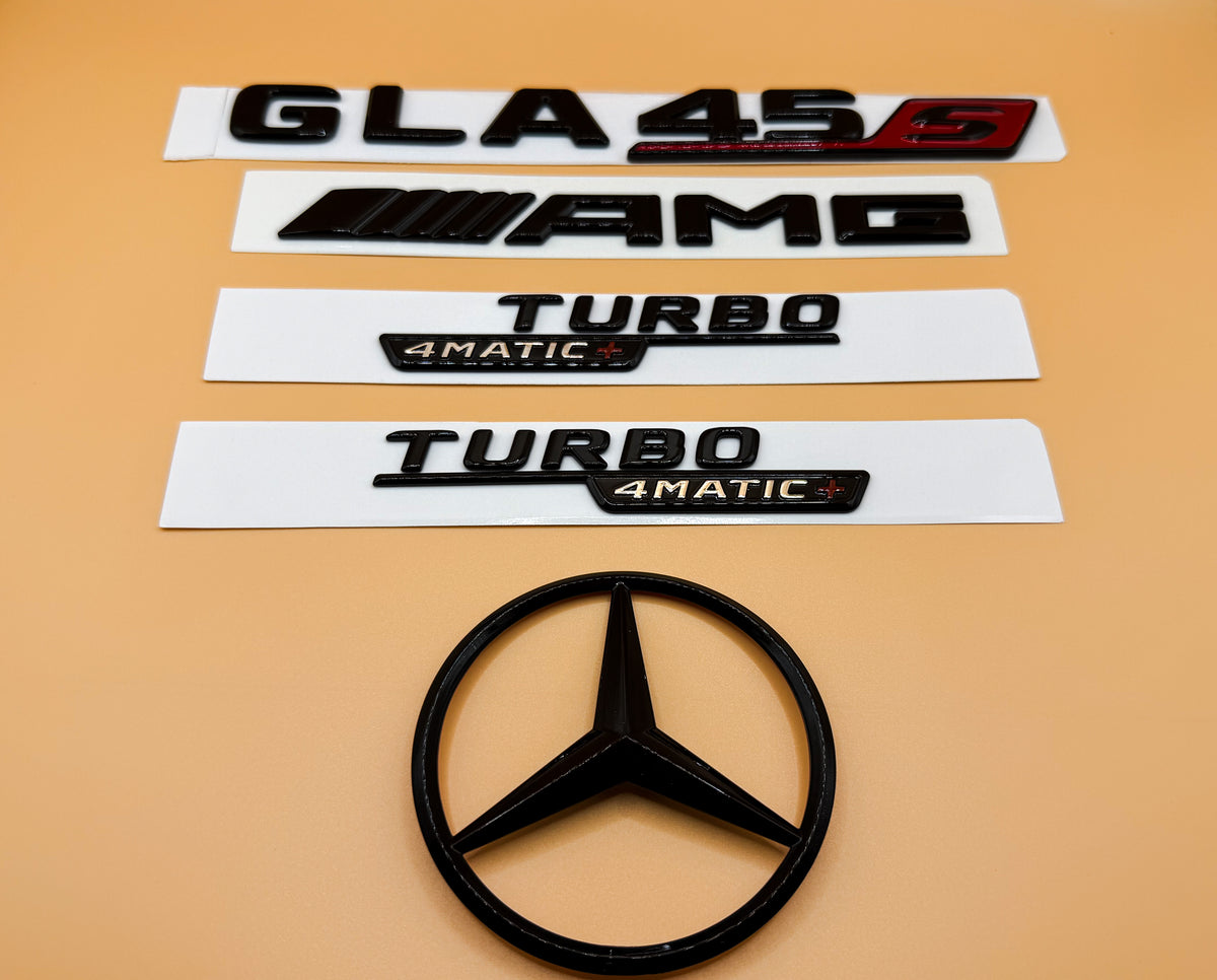 Gloss black GLA45S amg Turbo 4matic+ star trunk emblem badge H247 series 2020-2026