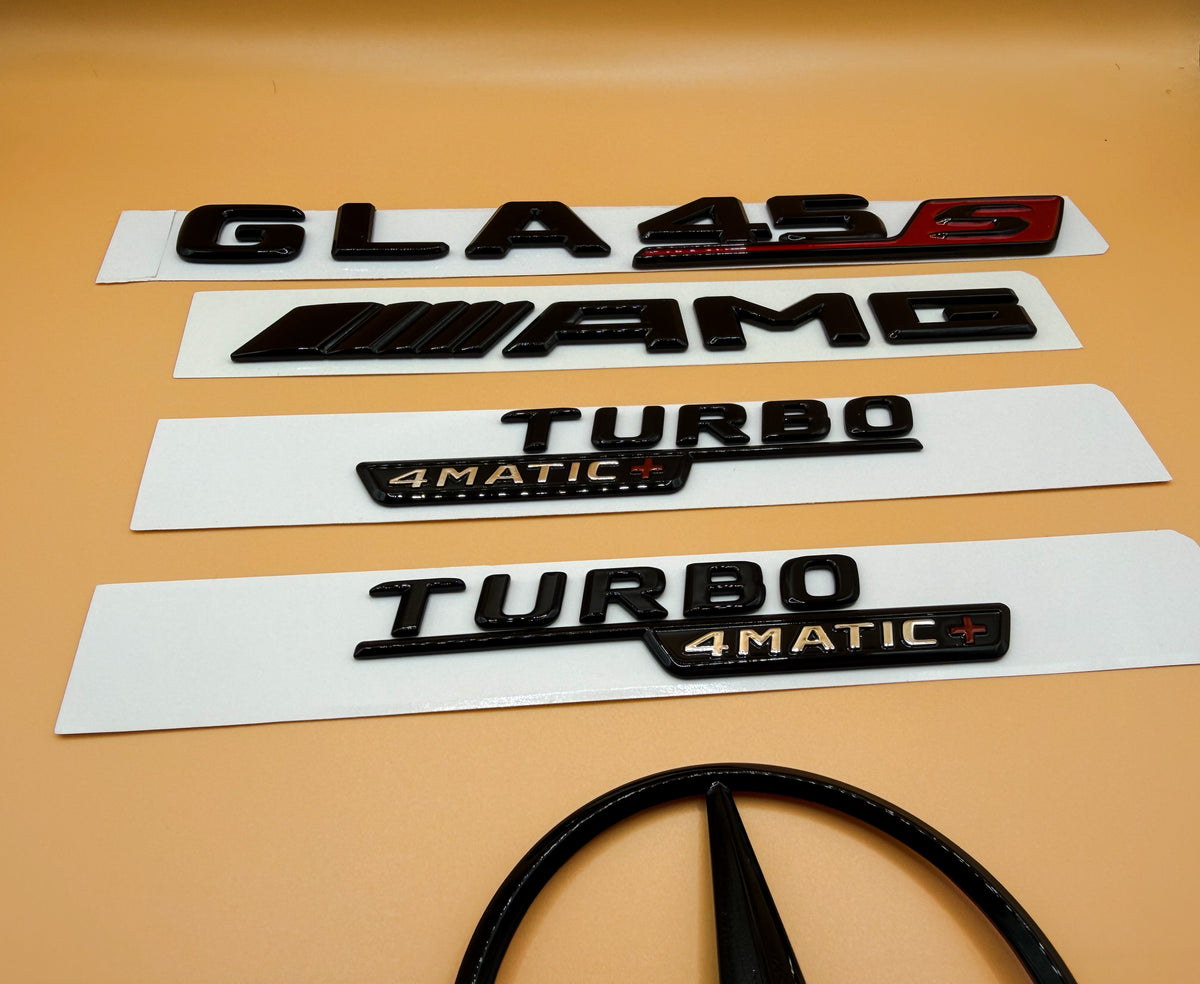 Gloss black GLA45S amg Turbo 4matic+ star trunk emblem badge H247 series 2020-2026