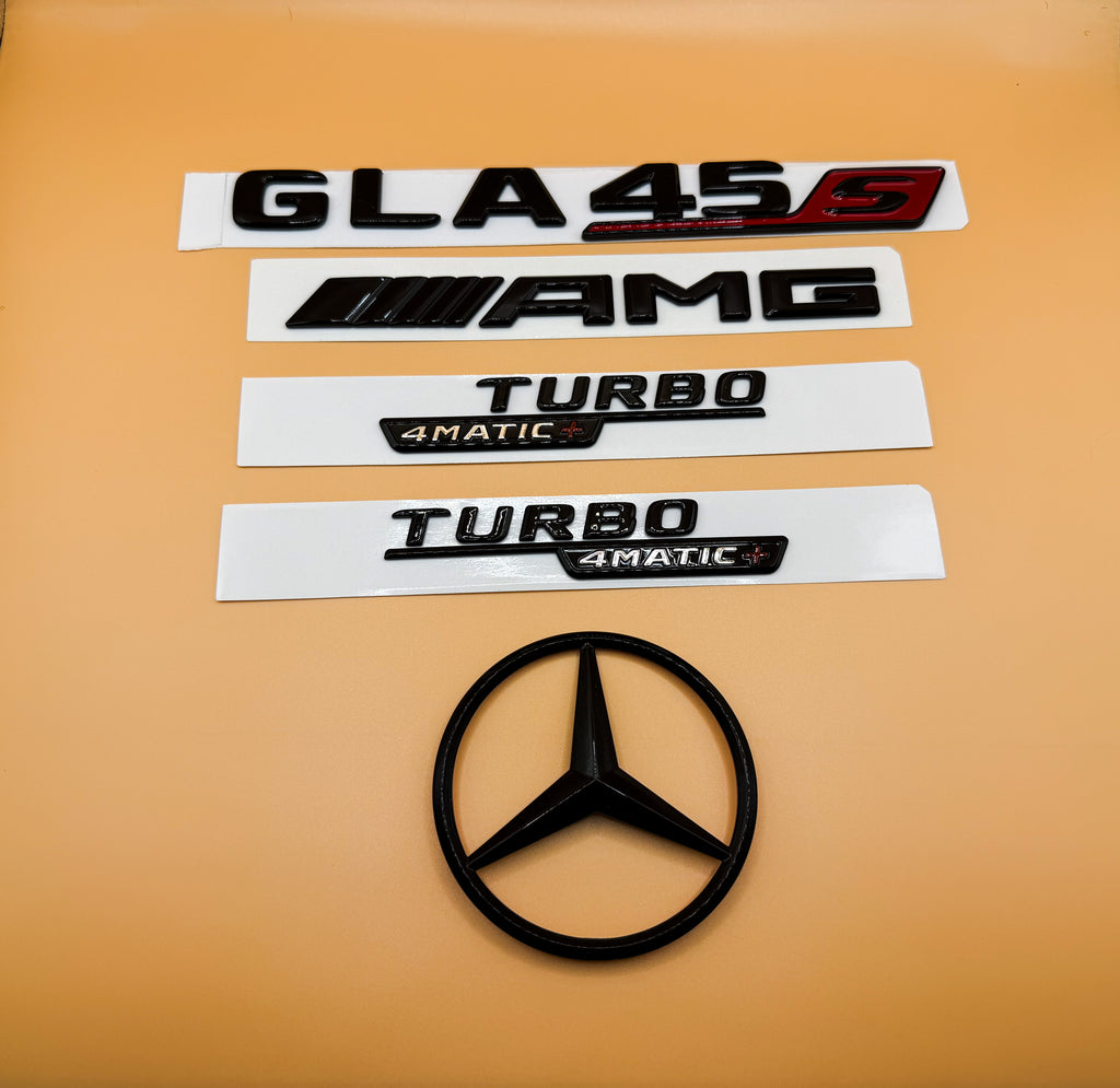 Gloss black GLA45S amg Turbo 4matic+ star trunk emblem badge H247 series 2020-2026