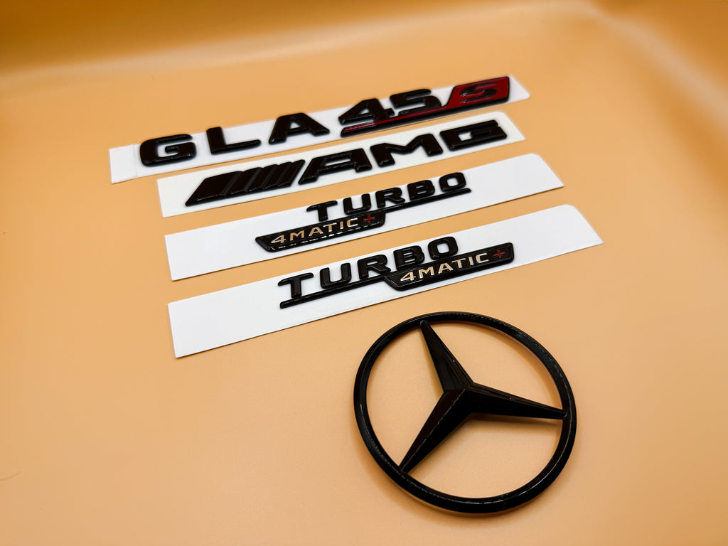 Gloss black GLA45S amg Turbo 4matic+ star trunk emblem badge H247 series 2020-2026