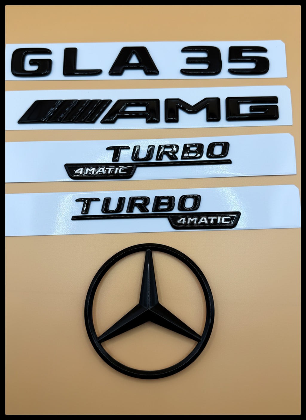 Gloss black GLA35 amg Turbo 4matic star trunk emblem badge H247 series 2020-2026