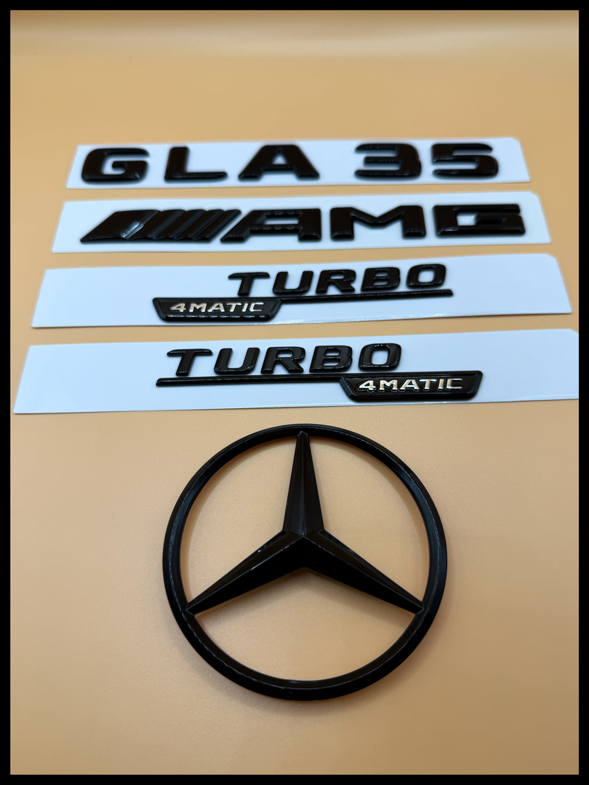 Gloss black GLA35 amg Turbo 4matic star trunk emblem badge H247 series 2020-2026