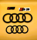Gloss Black Audi S3 Rings Grill Mesh Emblem Badge Set 8V 2013-2020
