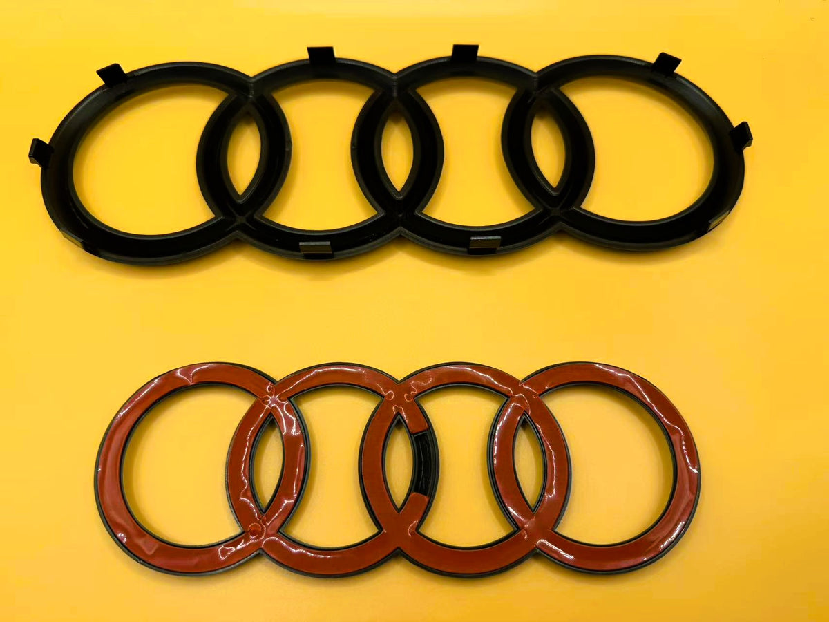 Gloss Black Audi S3 Rings Grill Mesh Emblem Badge Set 8V 2013-2020