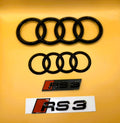 Gloss Black Audi RS3 Rings Grill Mesh Emblem Badge Set 8V 2013-2020