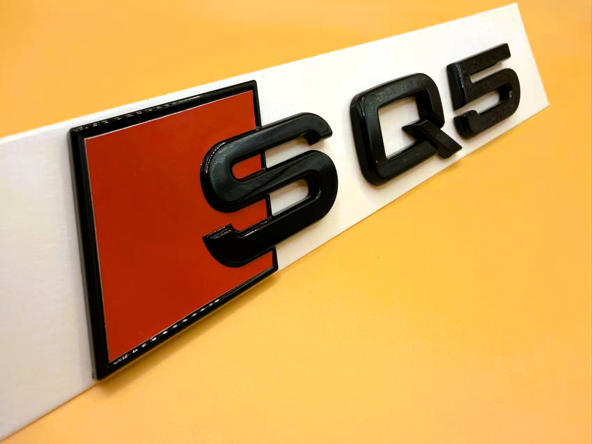 Gloss Black Audi SQ5 Rings Grill and Trunk Emblem Badge Set (2021-2024)