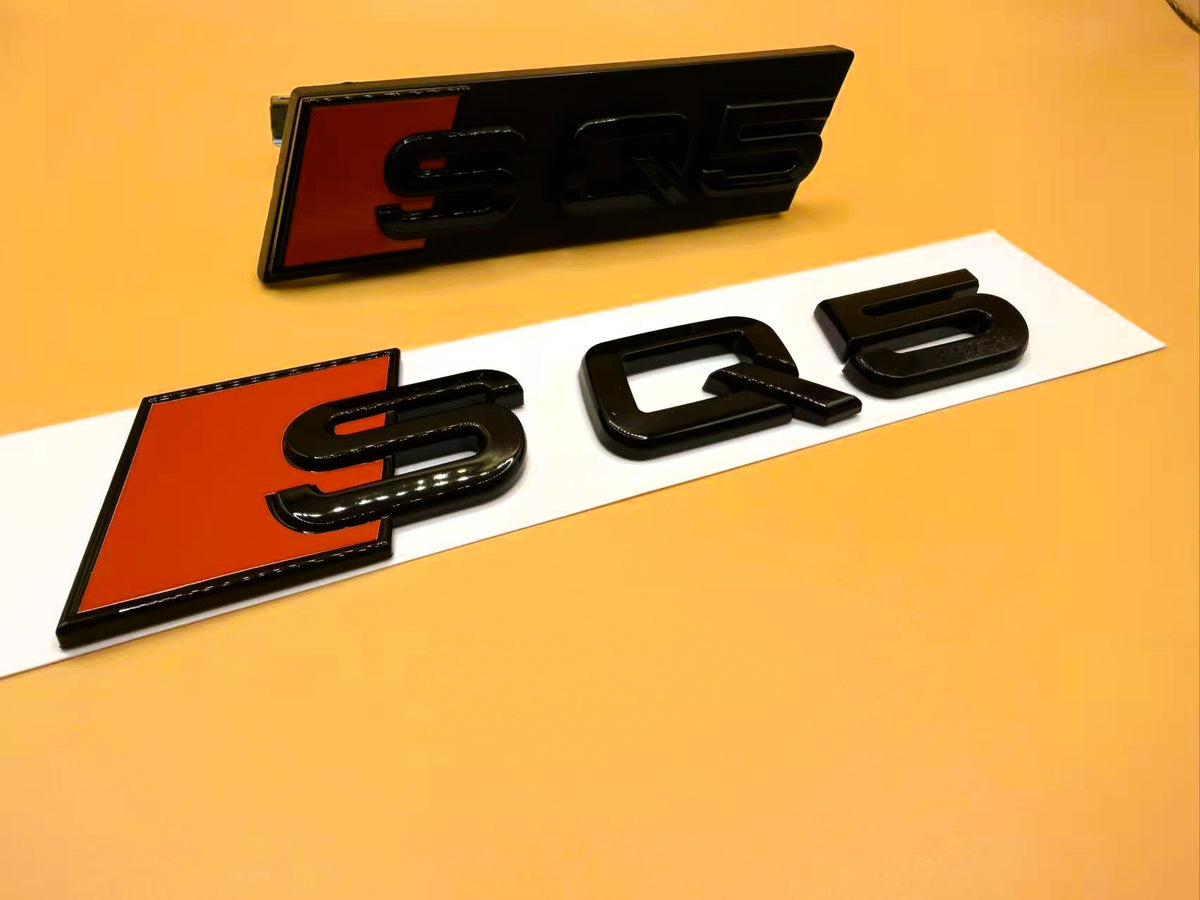 Gloss Black Audi SQ5 Rings and Grill Trunk Emblem Set (2013-2020)