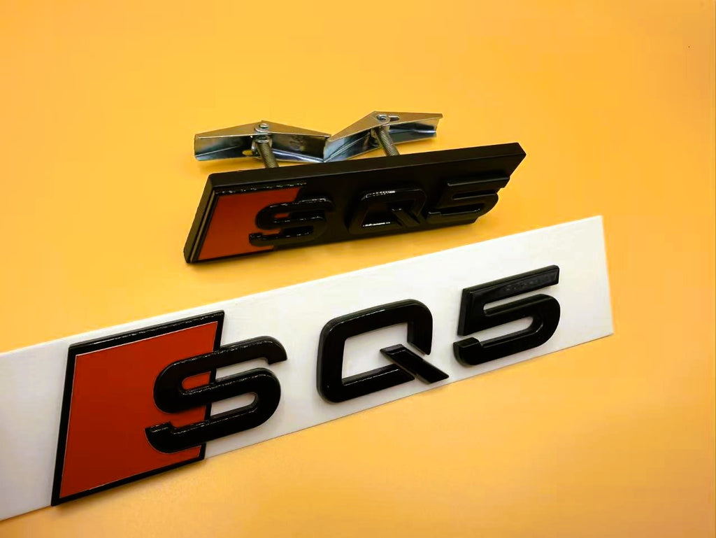 Gloss Black Audi SQ5 Rings and Grill Trunk Emblem Set (2013-2020)