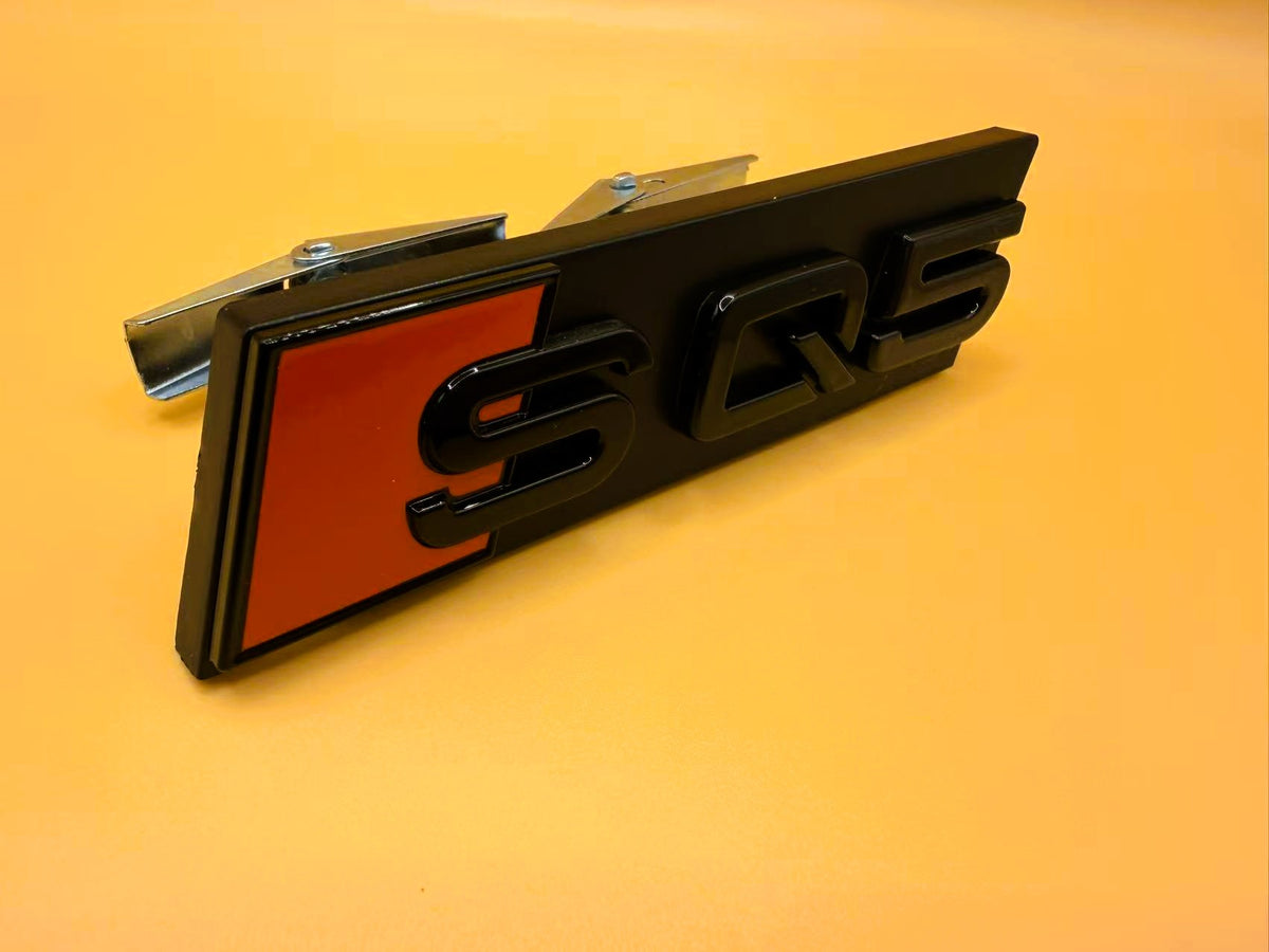 Gloss Black Audi SQ5 Rings Grill and Trunk Emblem Badge Set (2021-2024)