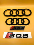 Gloss Black Audi SQ5 Rings and Grill Trunk Emblem Set (2013-2020)