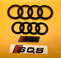 Gloss Black Audi SQ5 Rings Grill and Trunk Emblem Badge Set (2021-2024)