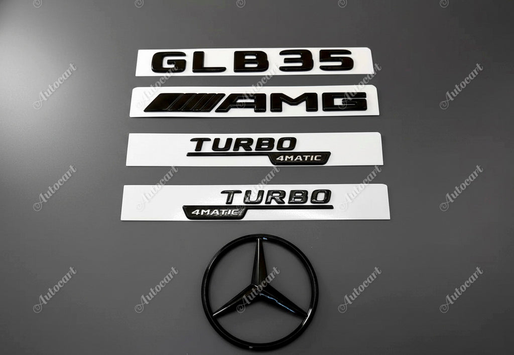 Gloss black GLB35 amg Turbo 4matic star trunk emblem badge X247 series 2020-2026