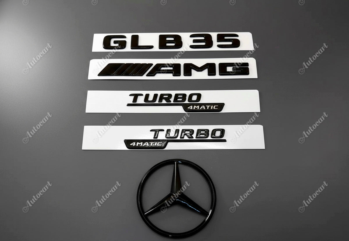 Gloss black GLB35 amg Turbo 4matic star trunk emblem badge X247 series 2020-2026