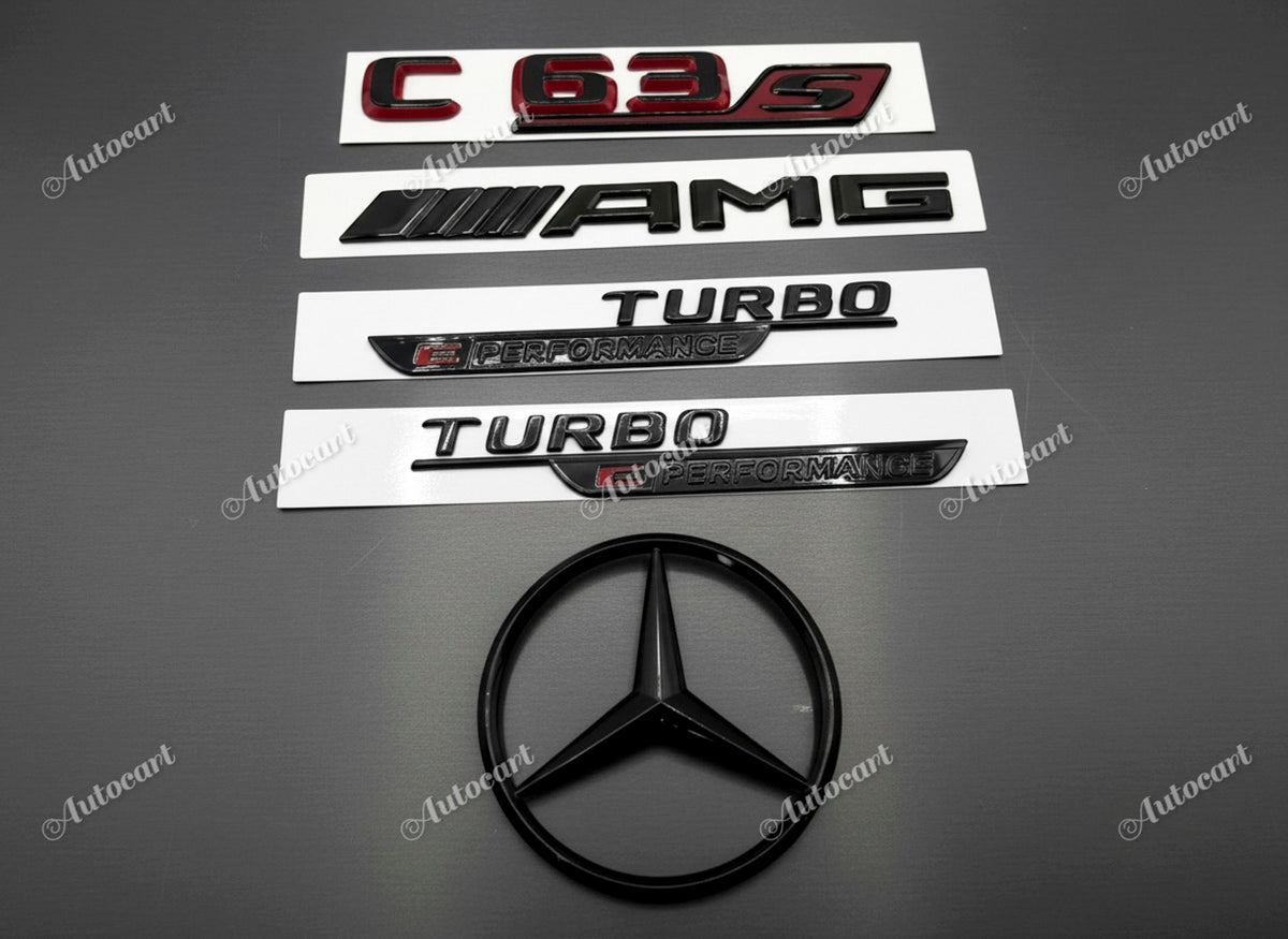 Gloss black C63S AMG Turbo Eperformance trunk emblem fender badge W206 2023-2026