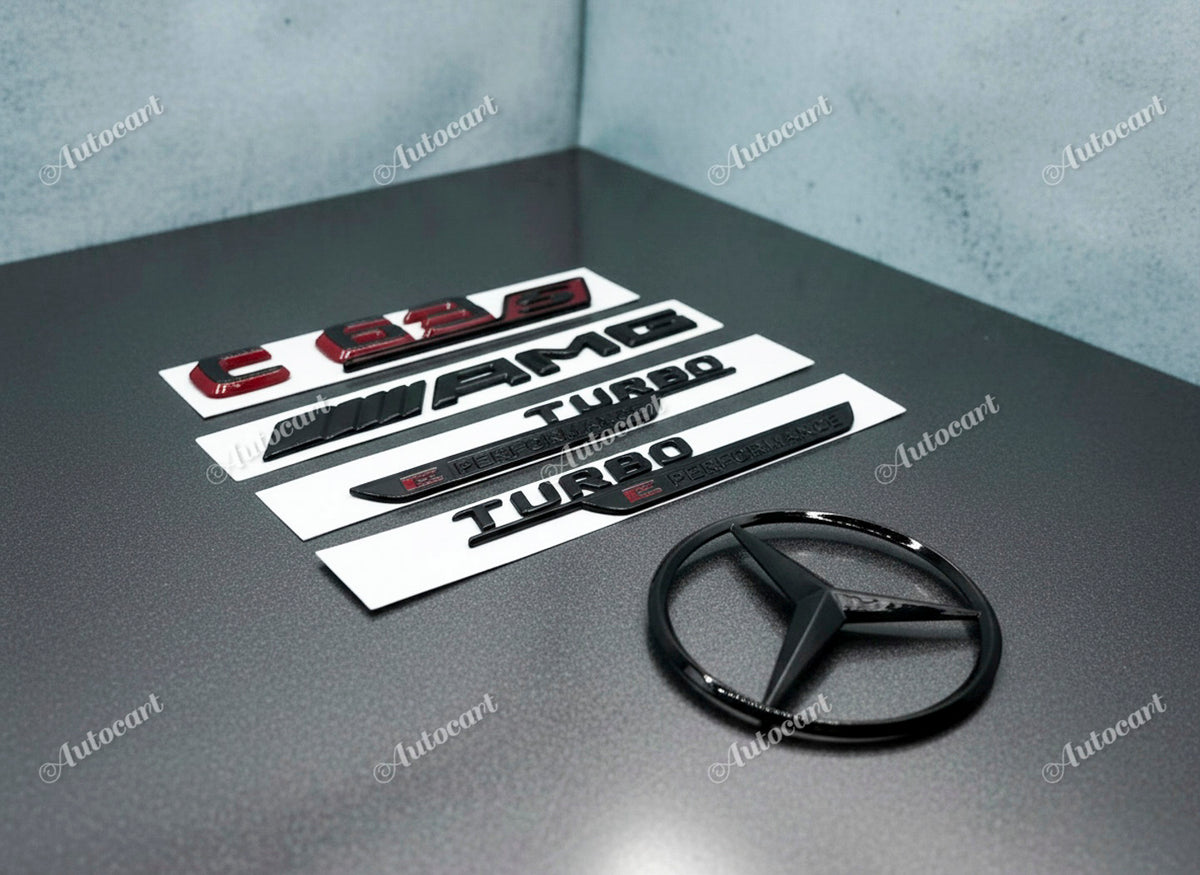 Gloss black C63S AMG Turbo Eperformance trunk emblem fender badge W206 2023-2026