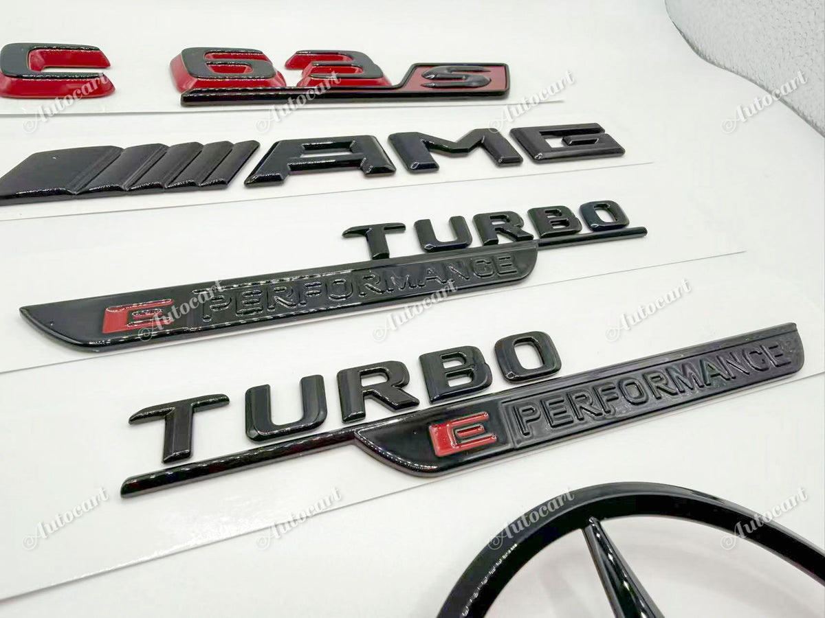 Gloss black C63S AMG Turbo Eperformance trunk emblem fender badge W206 2023-2026