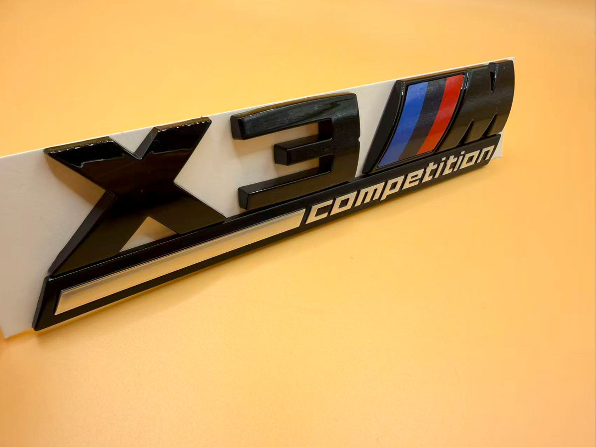 Gloss black X3M Competition rear trunk logo emblem for BMW X3 X3M