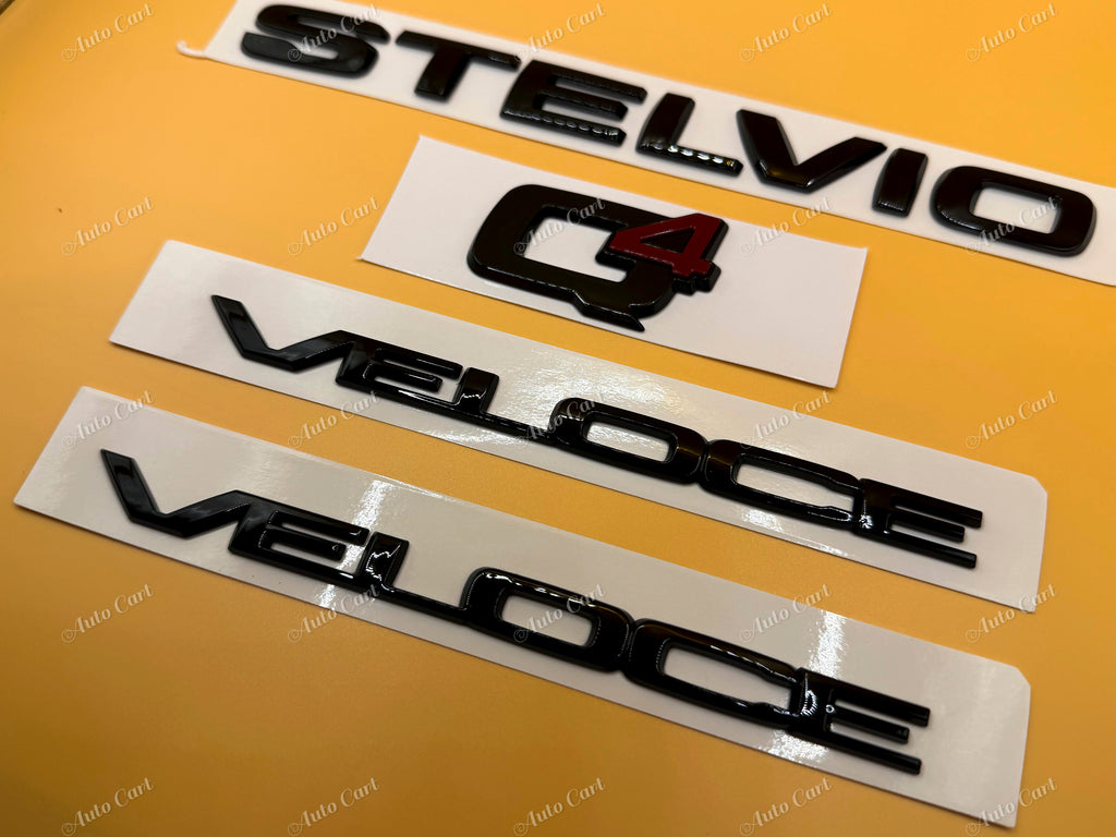 Gloss black Stelvio Q4 Veloce badge emblem for Alfa Romeo Stelvio Quadrifoglio