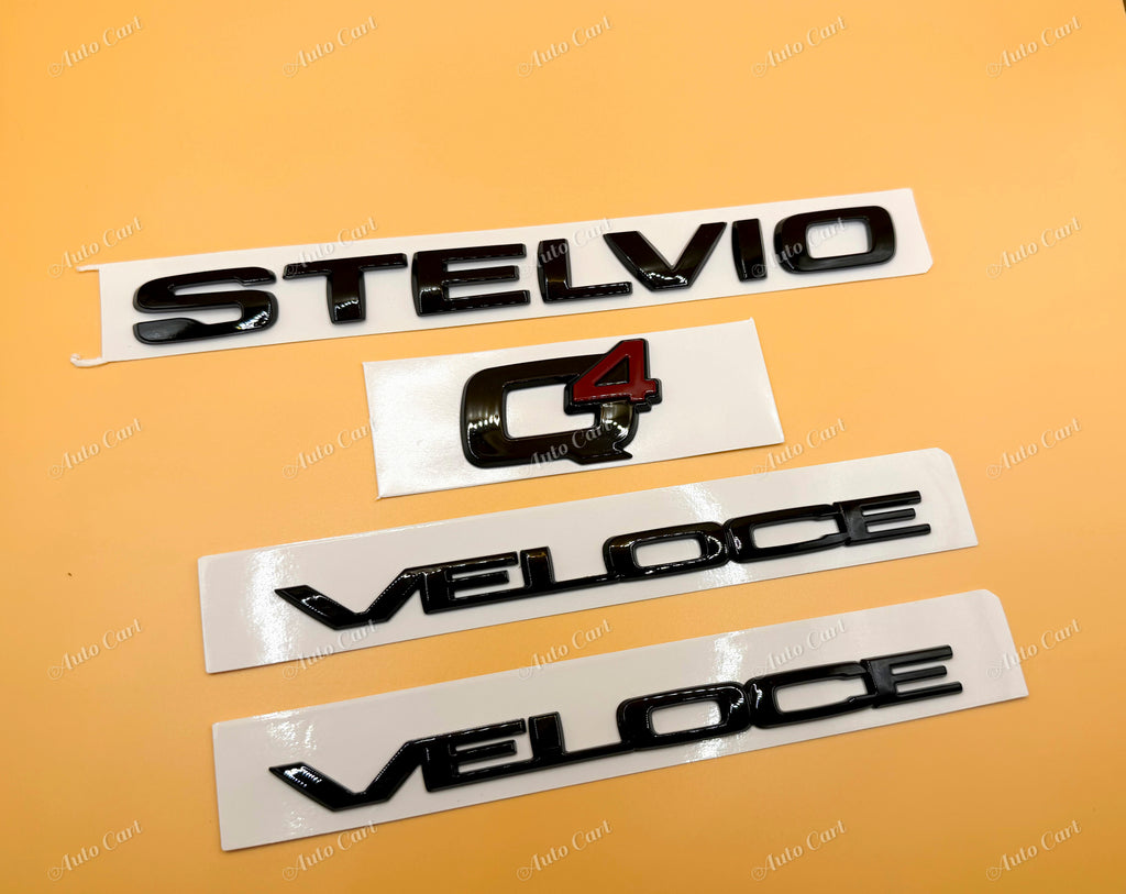Gloss black Stelvio Q4 Veloce badge emblem for Alfa Romeo Stelvio Quadrifoglio
