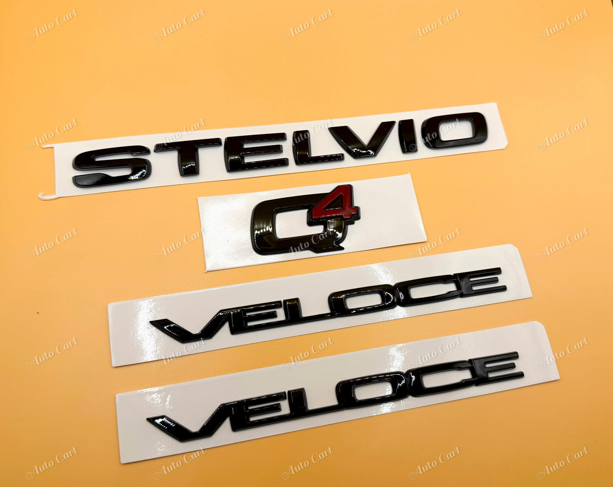 Gloss black Stelvio Q4 Veloce badge emblem for Alfa Romeo Stelvio Quadrifoglio