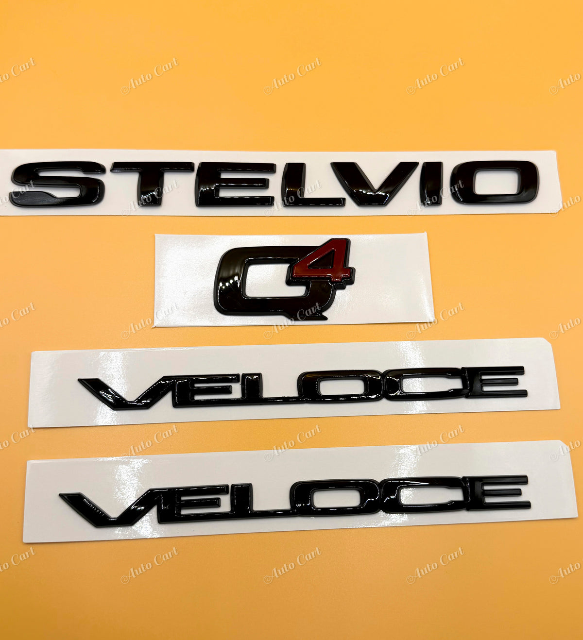 Gloss black Stelvio Q4 Veloce badge emblem for Alfa Romeo Stelvio Quadrifoglio