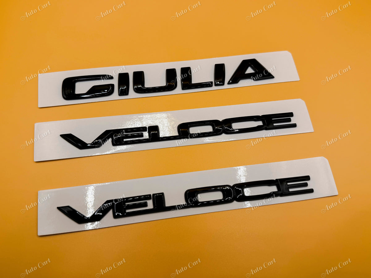 Gloss black GIULIA VELOCE rear and fender badge emblem for Alfa Romeo giulia