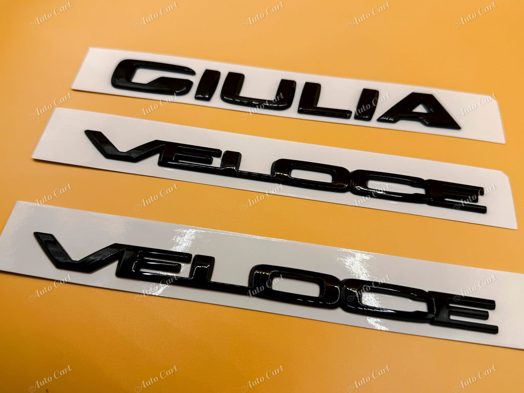 Gloss black GIULIA VELOCE rear and fender badge emblem for Alfa Romeo giulia