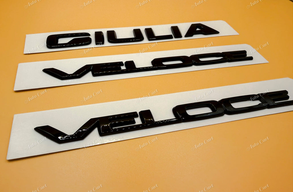 Gloss black GIULIA VELOCE rear and fender badge emblem for Alfa Romeo giulia