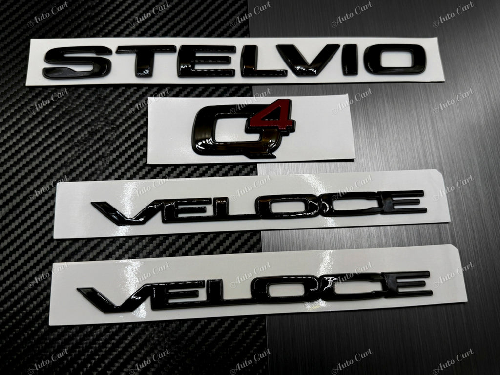 Gloss black Stelvio Q4 Veloce badge emblem for Alfa Romeo Stelvio Quadrifoglio