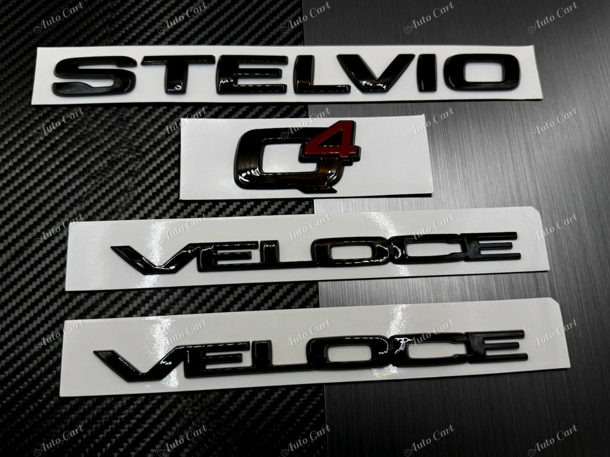 Gloss black Stelvio Q4 Veloce badge emblem for Alfa Romeo Stelvio Quadrifoglio
