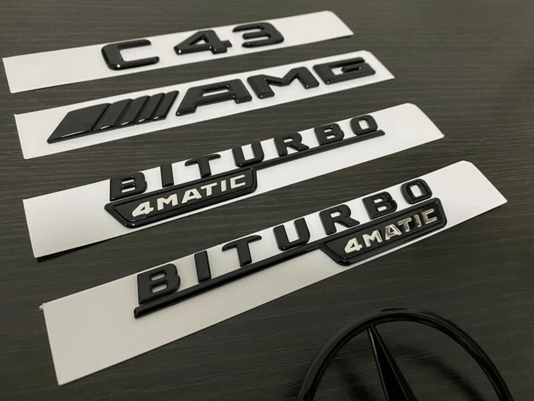 Gloss Black C43 AMG Biturbo 4matic and Rear STAR emblem Package W205 Sedan