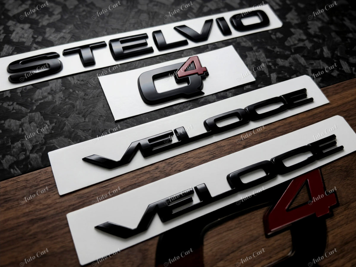 Gloss black Stelvio Q4 Veloce badge emblem for Alfa Romeo Stelvio Quadrifoglio