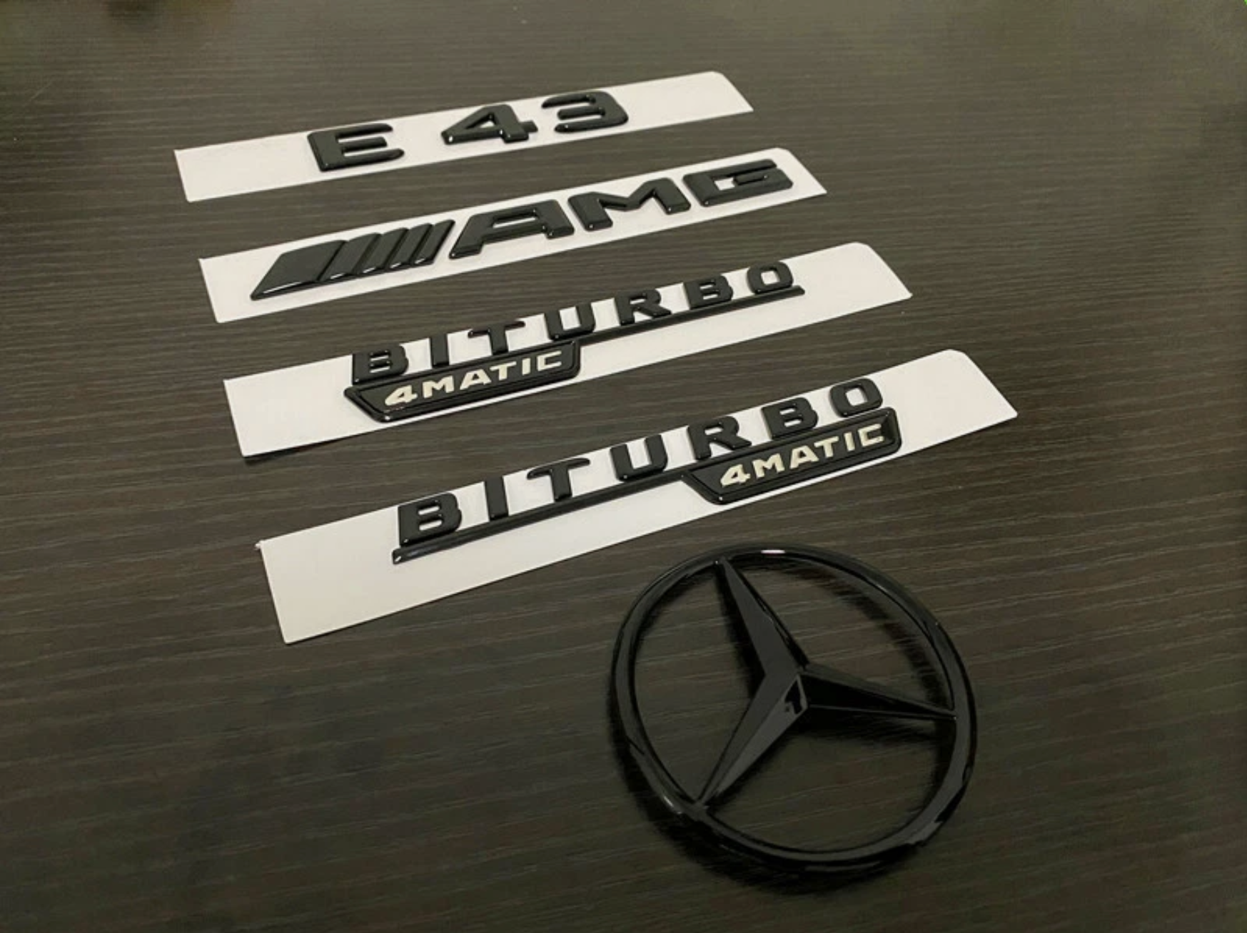 Gloss black E43 amg biturbo 4matic star trunk emblem badge W213 2016-2023