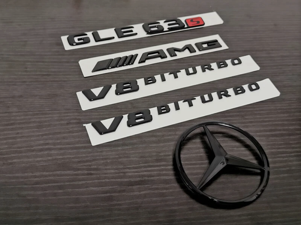 Gloss Black GLE63S AMG V8 BITURBO Star PACKAGE Trunk Emblem Badge Sticker W166 2015-2019
