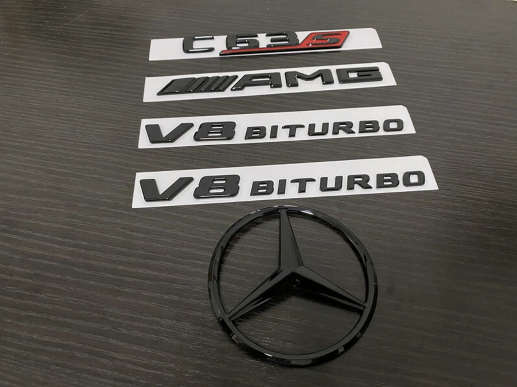 Gloss Black COUPE C63S AMG V8 BITURBO Star PACKAGE Trunk Emblem Badge C63 C205