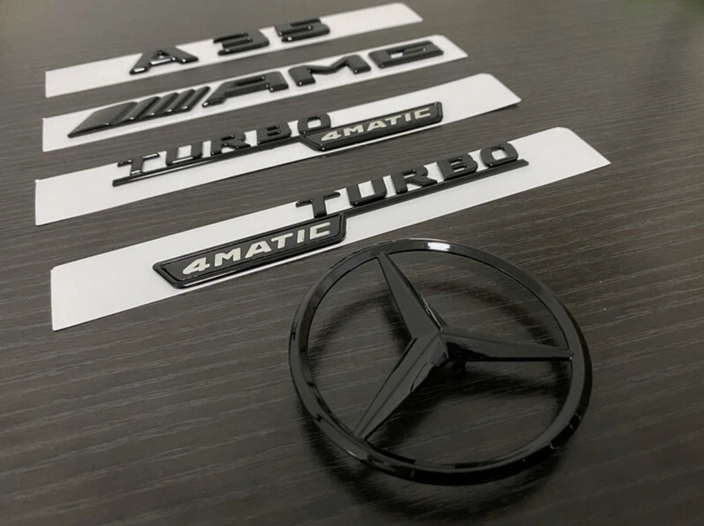 Gloss Black A35 AMG and Rear Star replacement PACKAGE Badge W177 A Class 2019-2026