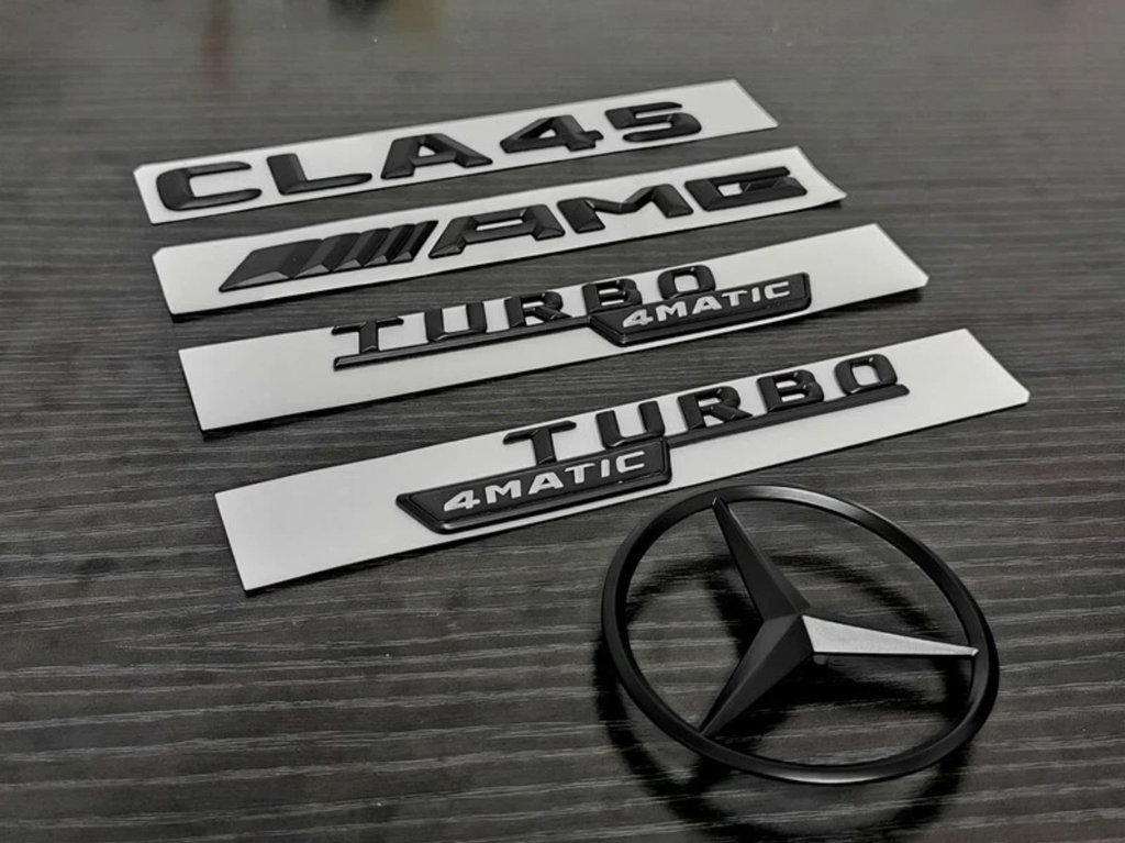Matt Black CLA45 AMG TURBO 4MATIC Rear Star Emblem PACKAGE Badge C117 2013-2019