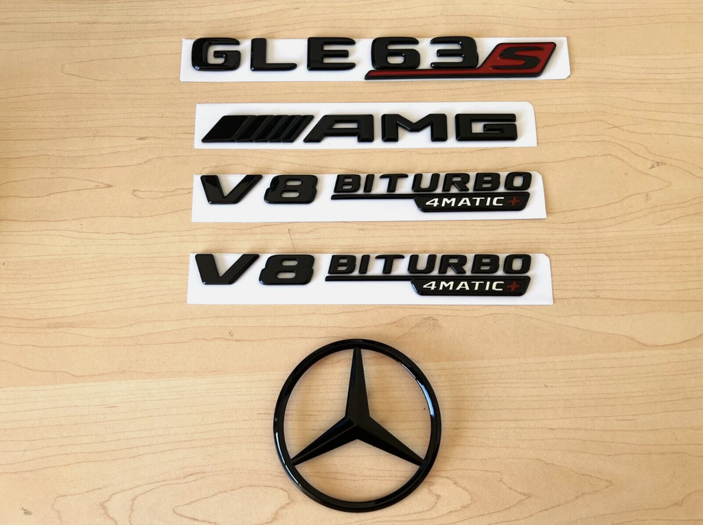 Gloss black gle63S amg v8 biturbo 4matic+ star trunk emblem badge V167 series 19-23