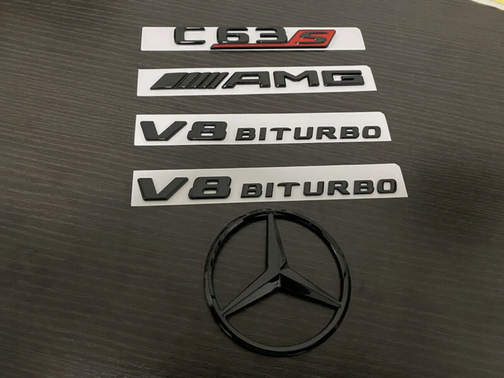 Gloss Black COUPE C63S AMG V8 BITURBO Star PACKAGE Trunk Emblem Badge C63 C205