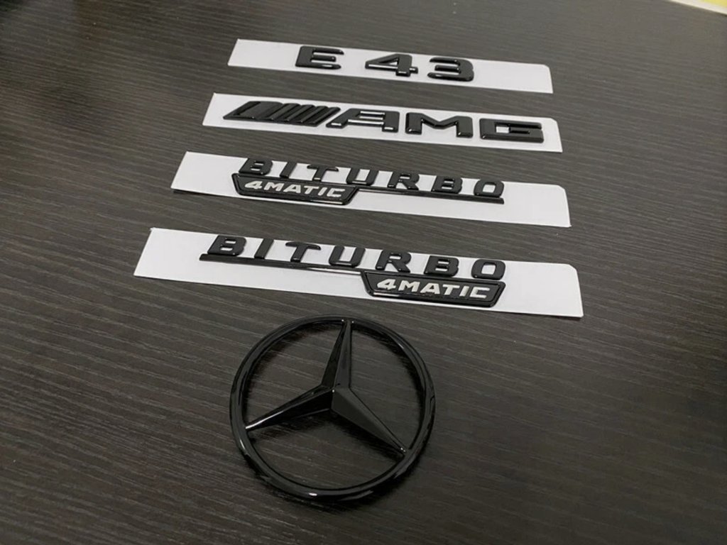 Gloss black E43 amg biturbo 4matic star trunk emblem badge W213 2016-2023