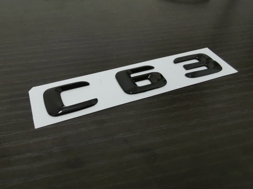 Gloss Black Red C63 AMG and Rear Star Side 6.3 AMG Emblem Badge For W204 507